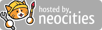 The logo of Neocities: a cat with a construction hat, wrench and paintbrush, against a gray background, with the text 'hosted by neocities'.